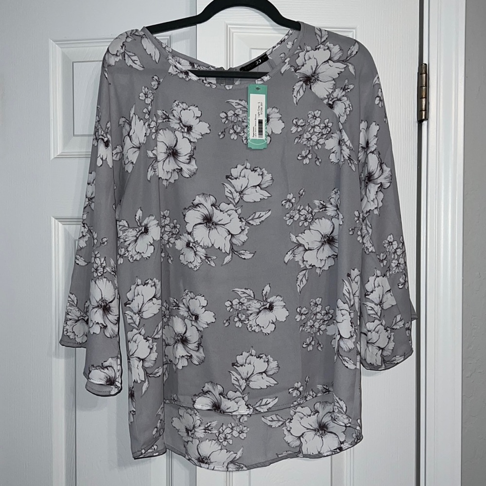 Papermoon light grey floral blouse